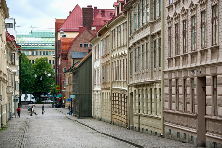 Bild på en gata i stadsdelen Haga, Göteborg