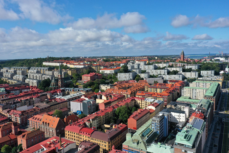 Panoramautsikt över bostadsområden i Göteborg