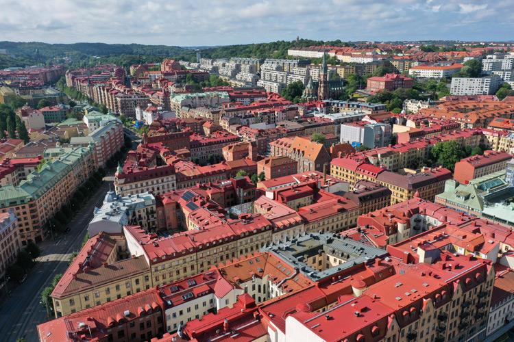 Vy över bostadshus i Gösteborg